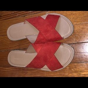 Faux Suede Red Sandals